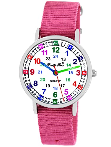 Pacific TimPacific Time Kinder Armbanduhr Mädchen Jungen Uhr Kids Lernuhr rosa Textil Wechselarmband analog Quarz 10901 von Pacific Time