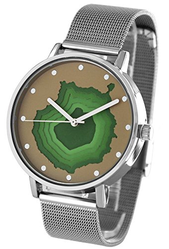 Pacific Time Damen Herren Armbanduhr 3D Relief Zifferblatt Gran Canaria Edelstahl Milanaise-Armband Urlaub Limited Edition 20408 von Pacific Time