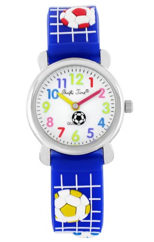 Pacific Time Kinder-Armbanduhr Fußball Analog Quarz blau 21869 von Pacific Time
