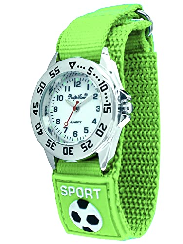 Pacific Time Kinder Armbanduhr Jungen Mädchen Sport Fußball Klettarmband grün analog Quarz 87536 von Pacific Time