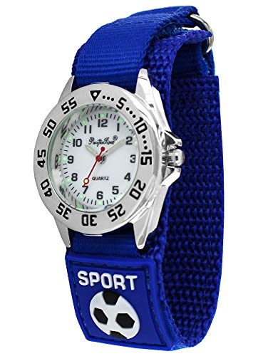 Pacific Time Kinder Armbanduhr Jungen Sport Fußball Klettarmband blau analog Quarz 87193 von Pacific Time