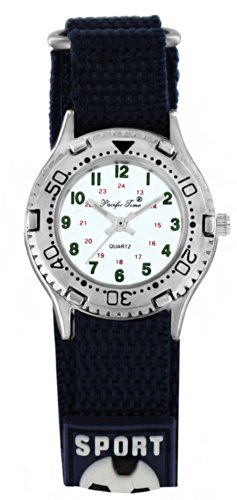Pacific Time Kinder-Armbanduhr Klettarmband Fußball Uhr Jungen Mädchen Analog Quarz blau 20800 von Pacific Time