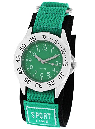Pacific Time Kinder-Armbanduhr Klettarmband Sport Analog Quarz grün schwarz 21885 von Pacific Time