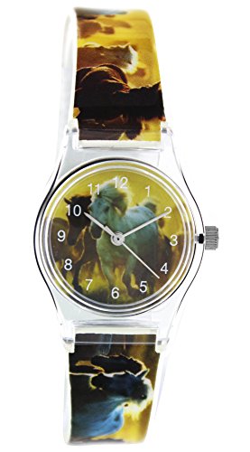 Pacific Time Kinder-Armbanduhr Pferde in Steppe Armbanduhr Mädchen analog Quarz 20813 von Pacific Time