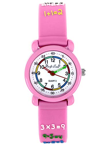 Pacific Time Kinder-Armbanduhr Mädchen Lernuhr 1x1 rechnen Silikon Armband analog Quarz rosa 20555 von Pacific Time