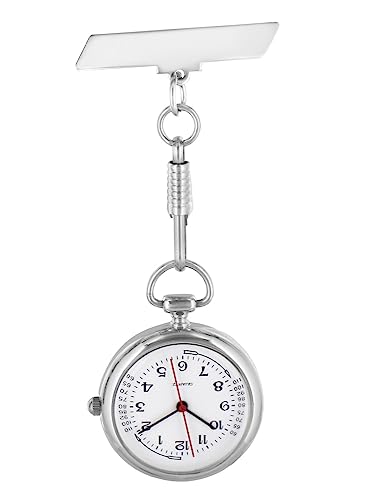 Pacific Time Krankenschwesteruhr Schwesternuhr Krankenpflegeuhr Kitteluhr Pflegeuhr Tachymeter Analog Quarz (weiß) 20655 von Pacific Time