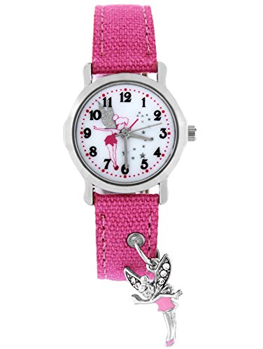 Pacific Time Mädchen Armbanduhr Kinderuhr Kids Fantasy Fee Elfe analog Quarz Textilarmband rosa 86349 von Pacific Time