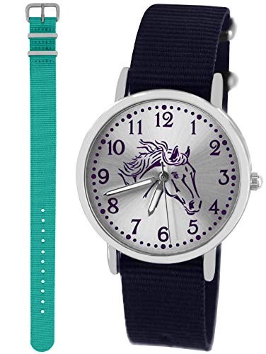 Pacific Time Mädchen Uhr Analog Quarz mit 2 Textilarmband 10312 blau türkis von Pacific Time