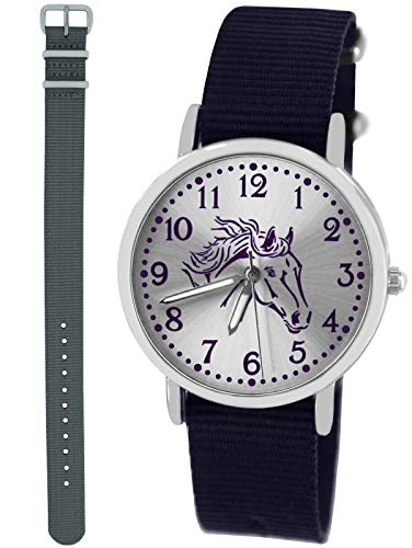 Pacific Time Mädchen Uhr Analog Quarz mit 2 Textilarmband 10313 blau grau von Pacific Time