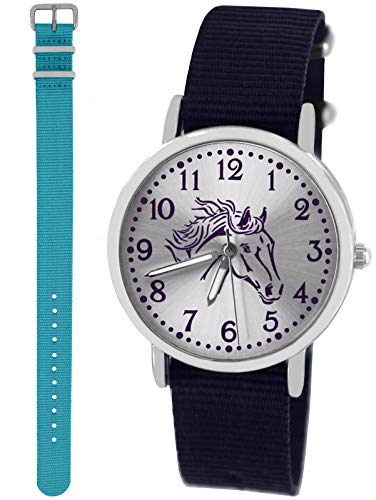 Pacific Time Mädchen Uhr Analog Quarz mit 2 Textilarmband 10317 blau hellblau von Pacific Time