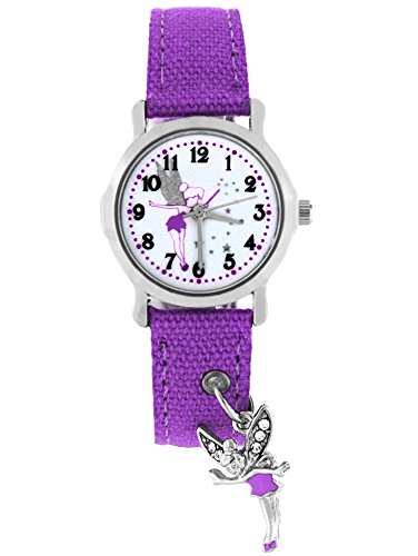 Pacific Time Mädchen Armbanduhr Kinderuhr Kids Fantasy Fee Elfe am Textilarmband violett 86350 von Pacific Time