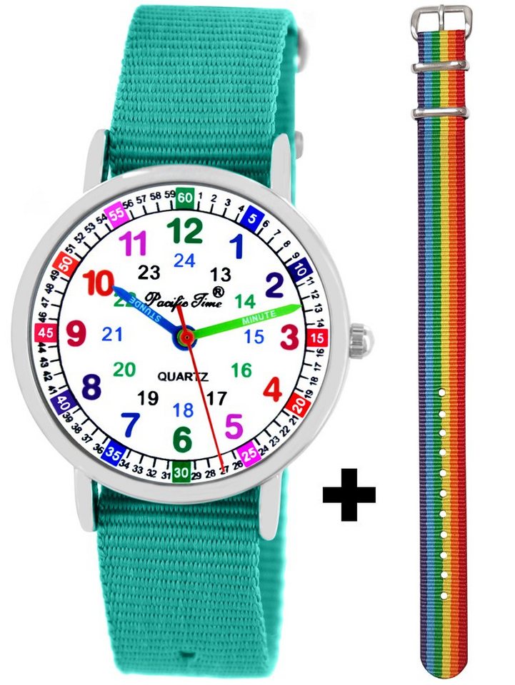 Pacific Time Quarzuhr Lernuhr für Kinder, + farbiges Einhorn Regenbogen Armband - Gratis Versand von Pacific Time