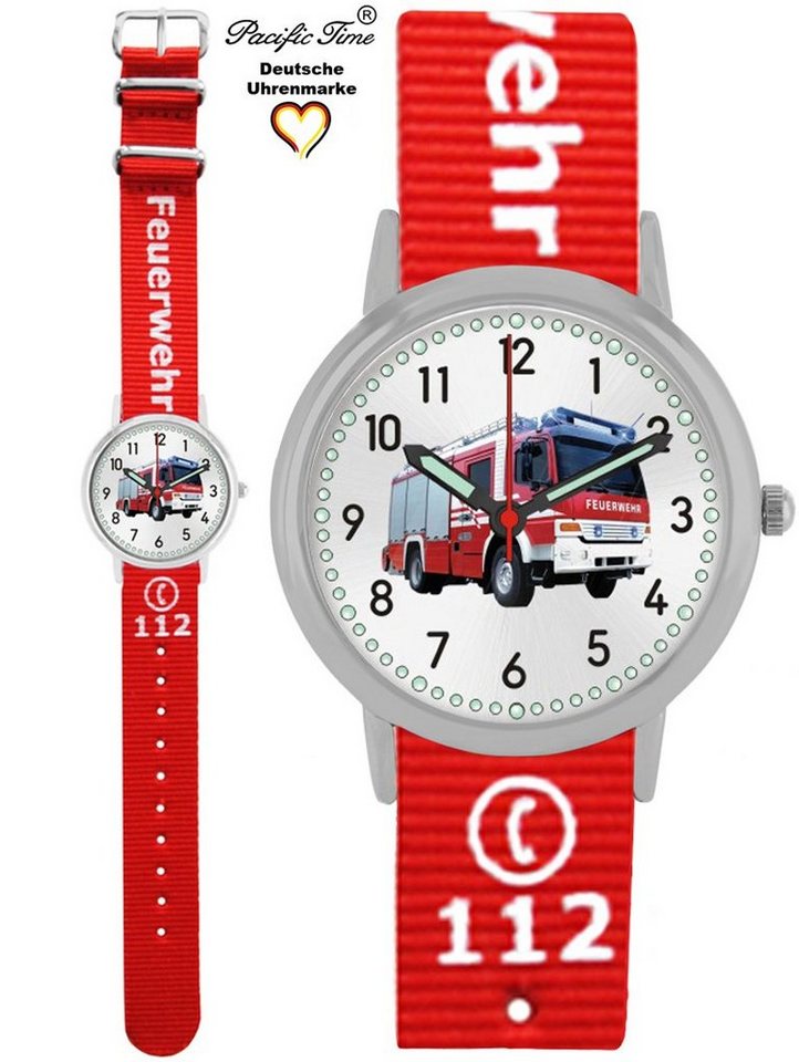 Pacific Time Quarzuhr Kinder Armbanduhr Feuerwehr Wechselarmband, Mix und Match Design - Gratis Versand von Pacific Time