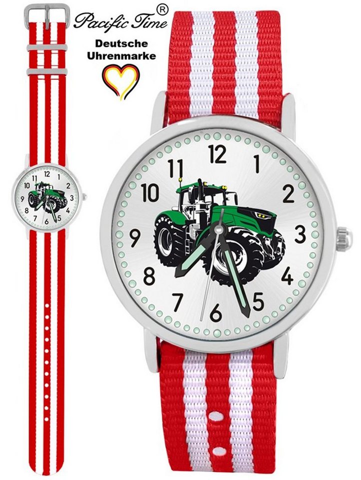 Pacific Time Quarzuhr Kinder Armbanduhr Traktor grün Wechselarmband, Mix und Match Design - Gratis Versand von Pacific Time