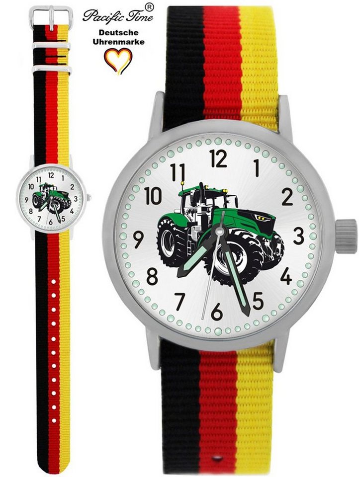 Pacific Time Quarzuhr Kinder Armbanduhr Traktor grün Wechselarmband, Mix und Match Design - Gratis Versand von Pacific Time