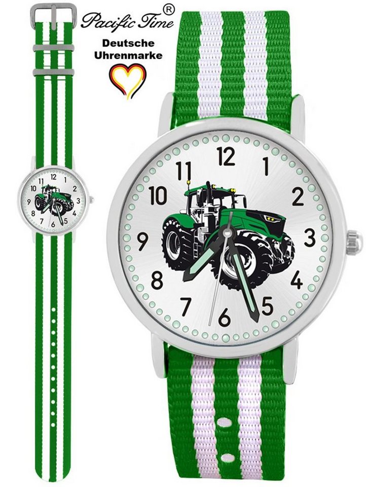 Pacific Time Quarzuhr Kinder Armbanduhr Traktor grün Wechselarmband, Mix und Match Design - Gratis Versand von Pacific Time