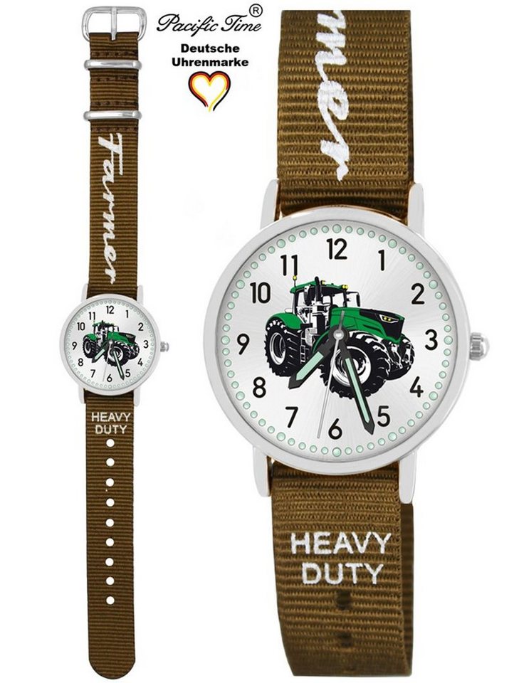 Pacific Time Quarzuhr Kinder Armbanduhr Traktor grün Wechselarmband, Mix und Match Design - Gratis Versand von Pacific Time