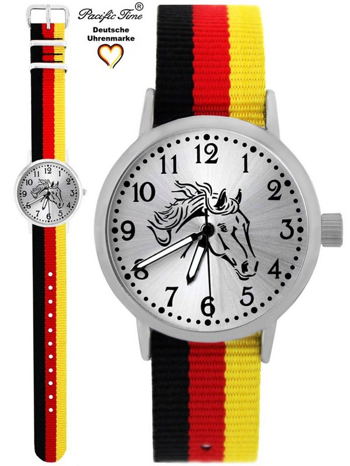 Pacific Time Quarzuhr Kinder Armbanduhr Pferd schwarz Wechselarmband, Mix und Match Design - Gratis Versand von Pacific Time