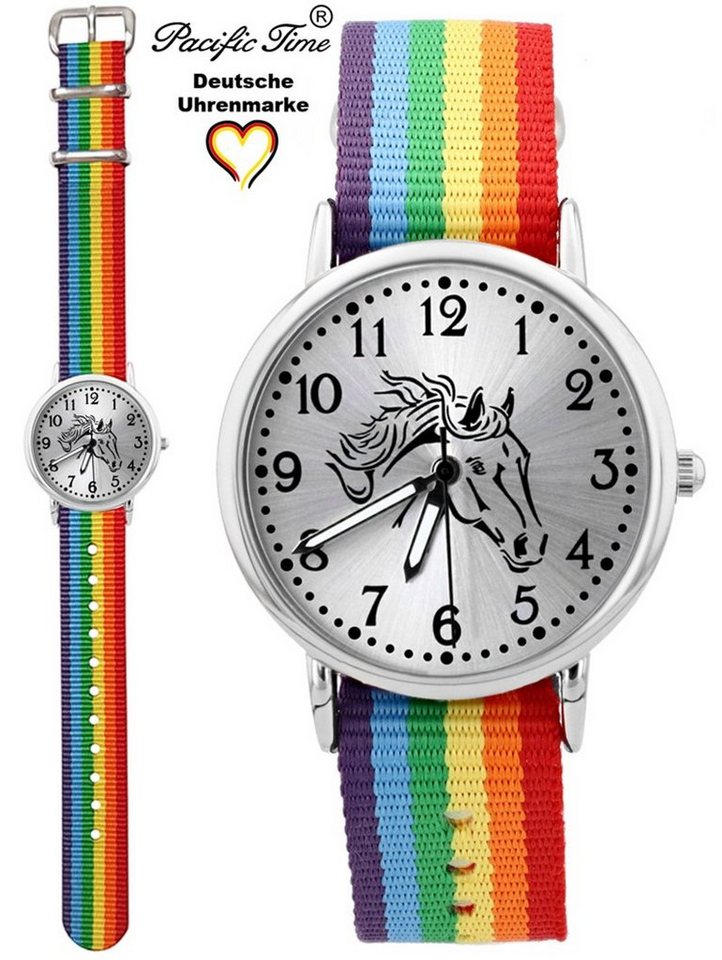 Pacific Time Quarzuhr Kinder Armbanduhr Pferd schwarz Wechselarmband, Mix und Match Design - Gratis Versand von Pacific Time