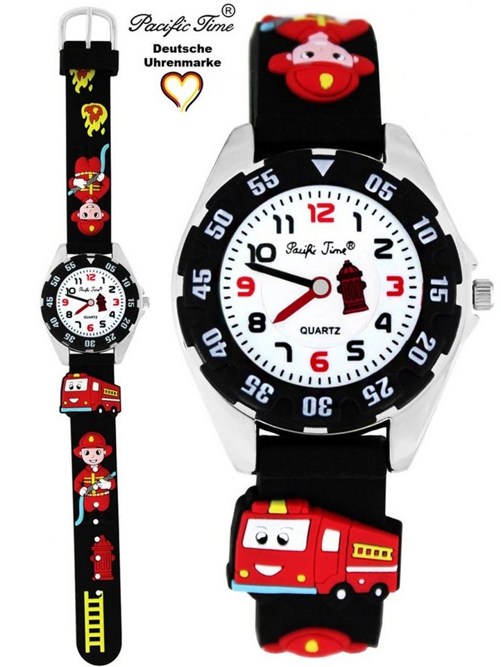 Pacific Time Quarzuhr Kinder Armbanduhr Feuerwehr Silikonarmband, Gratis Versand von Pacific Time