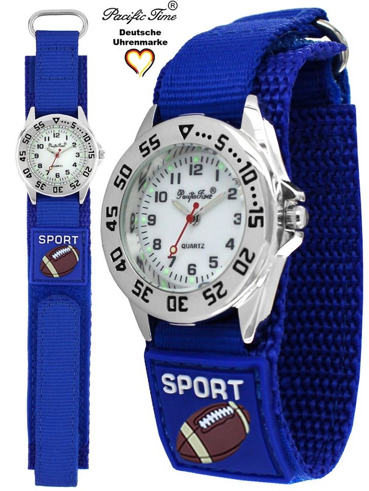 Pacific Time Quarzuhr Kinder Armbanduhr Football Stoffarmband Klettverschluß, Gratis Versand von Pacific Time