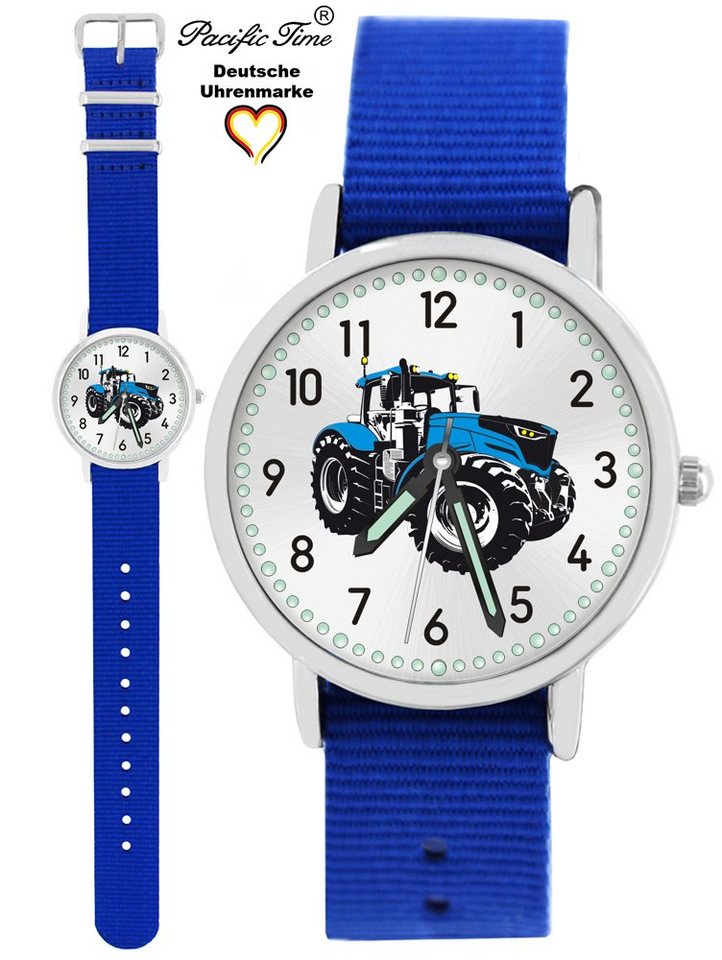 Pacific Time Quarzuhr Kinder Armbanduhr Traktor blau Wechselarmband, Mix und Match Design - Gratis Versand von Pacific Time