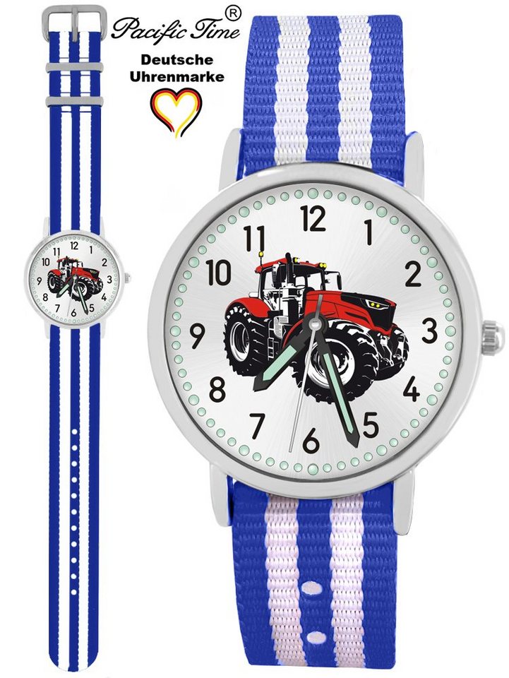 Pacific Time Quarzuhr Kinder Armbanduhr Traktor rot Wechselarmband, Mix und Match Design - Gratis Versand von Pacific Time