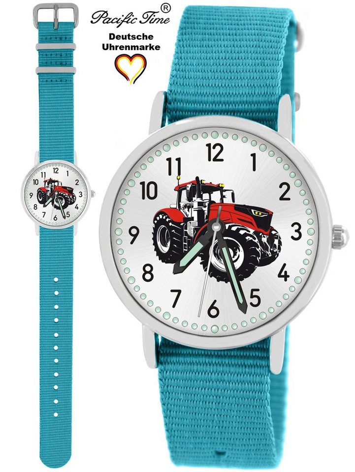 Pacific Time Quarzuhr Kinder Armbanduhr Traktor rot Wechselarmband, Mix und Match Design - Gratis Versand von Pacific Time