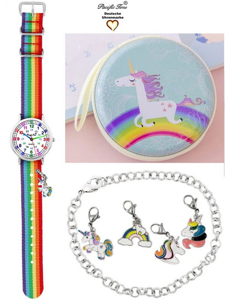 Pacific Time Quarzuhr Kinder Armbanduhr Lernuhr Wechselarmband mit Einhorn Charms, Mix und Match Design - Gratis Versand von Pacific Time