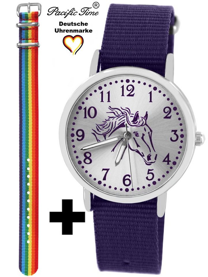 Pacific Time Quarzuhr Set Kinder Armbanduhr Pferd violett Wechselarmband, Mix und Match Design - Gratis Versand von Pacific Time