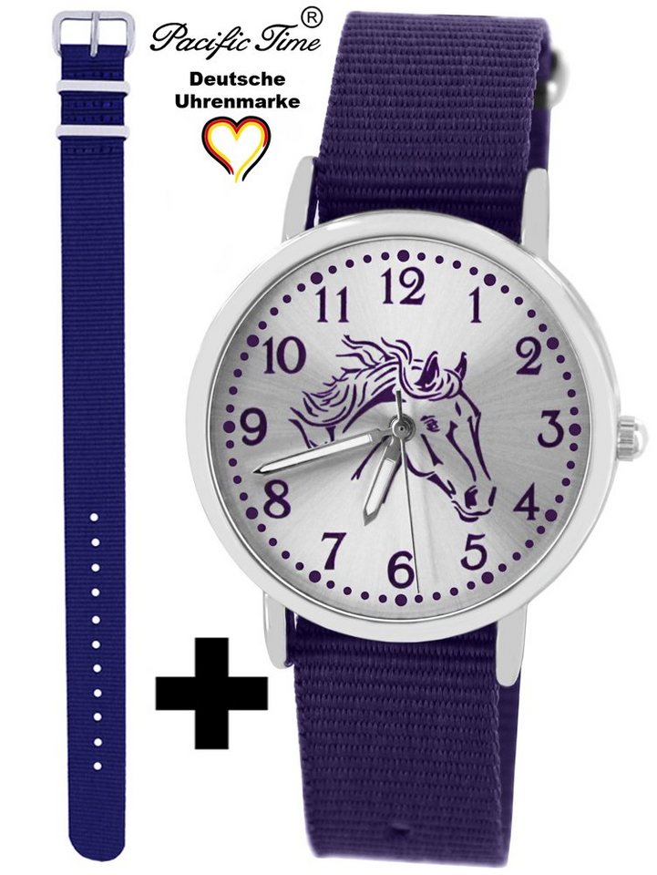 Pacific Time Quarzuhr Set Kinder Armbanduhr Pferd violett Wechselarmband, Mix und Match Design - Gratis Versand von Pacific Time