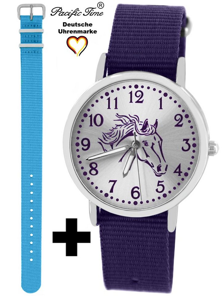 Pacific Time Quarzuhr Set Kinder Armbanduhr Pferd violett Wechselarmband, Mix und Match Design - Gratis Versand von Pacific Time