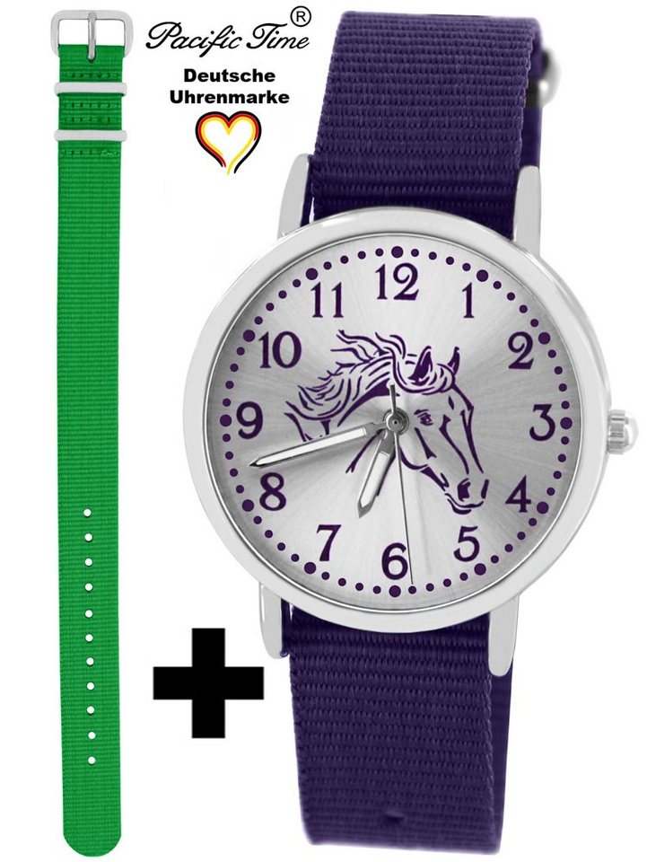 Pacific Time Quarzuhr Set Kinder Armbanduhr Pferd violett Wechselarmband, Mix und Match Design - Gratis Versand von Pacific Time