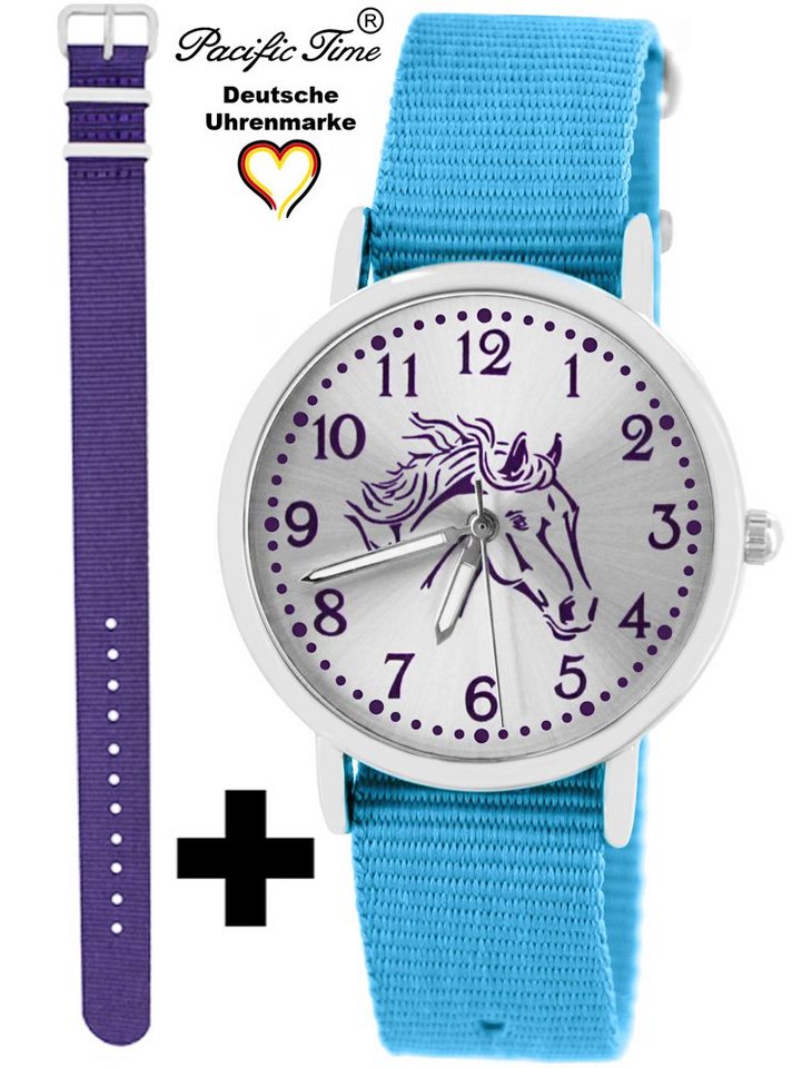 Pacific Time Quarzuhr Set Kinder Armbanduhr Pferd violett Wechselarmband, Mix und Match Design - Gratis Versand von Pacific Time