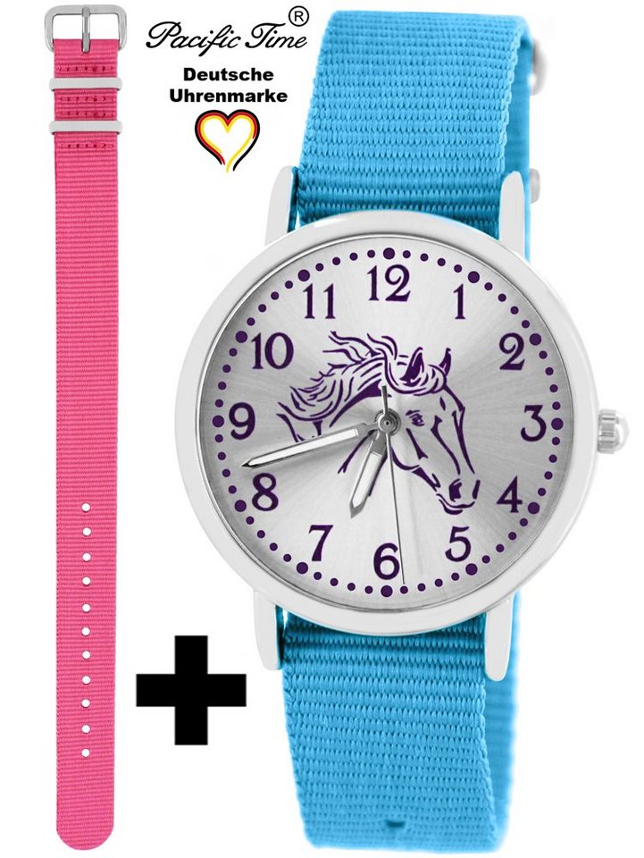 Pacific Time Quarzuhr Set Kinder Armbanduhr Pferd violett Wechselarmband, Mix und Match Design - Gratis Versand von Pacific Time