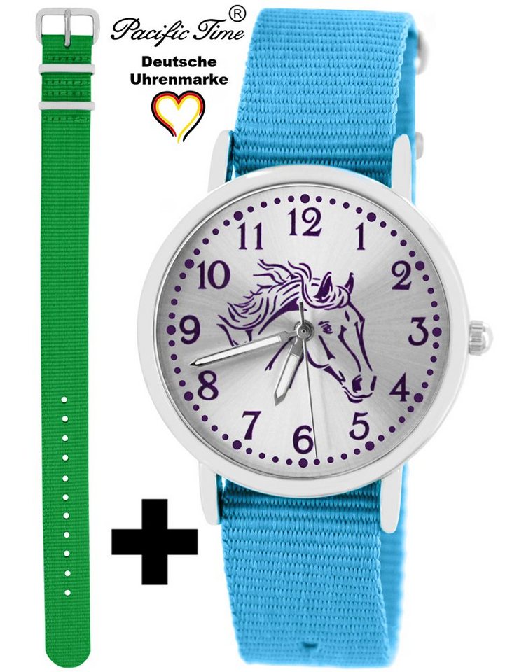 Pacific Time Quarzuhr Set Kinder Armbanduhr Pferd violett Wechselarmband, Mix und Match Design - Gratis Versand von Pacific Time