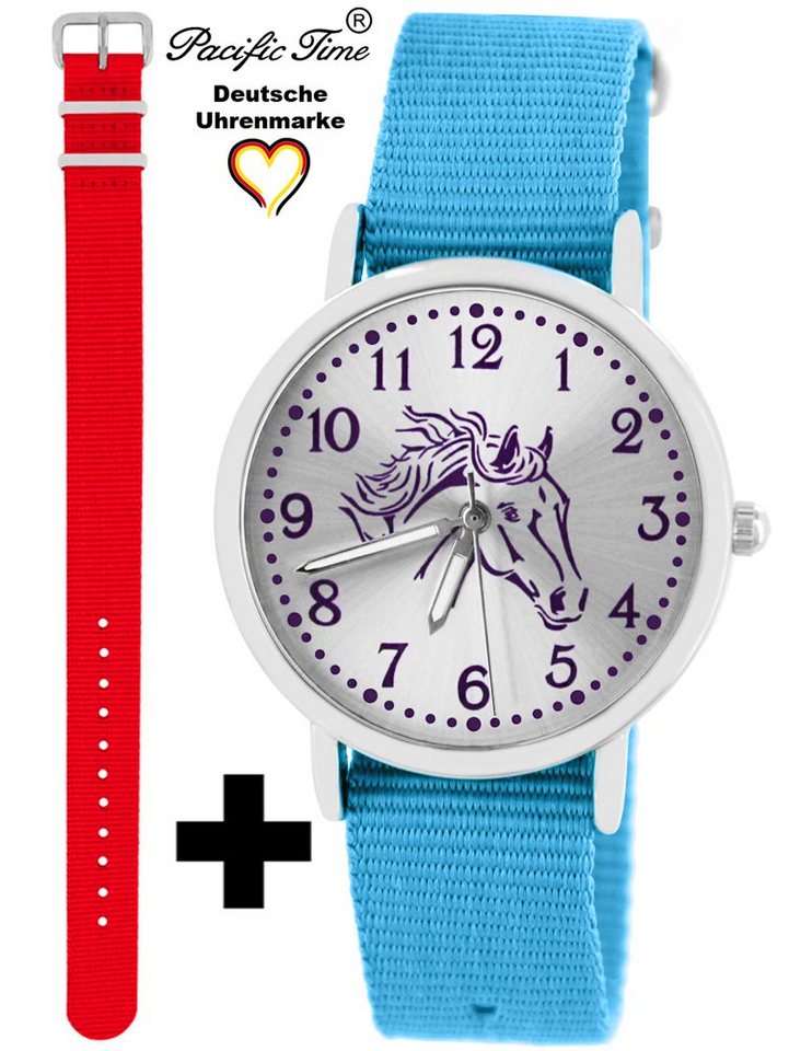 Pacific Time Quarzuhr Set Kinder Armbanduhr Pferd violett Wechselarmband, Mix und Match Design - Gratis Versand von Pacific Time