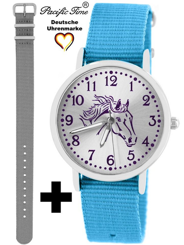 Pacific Time Quarzuhr Set Kinder Armbanduhr Pferd violett Wechselarmband, Mix und Match Design - Gratis Versand von Pacific Time