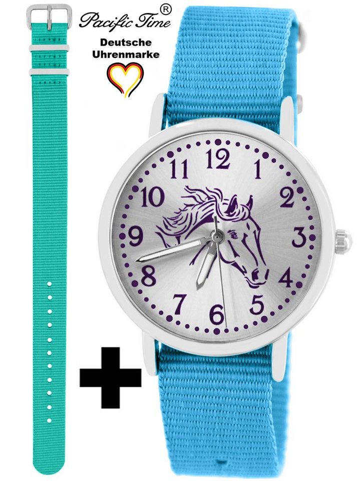 Pacific Time Quarzuhr Set Kinder Armbanduhr Pferd violett Wechselarmband, Mix und Match Design - Gratis Versand von Pacific Time