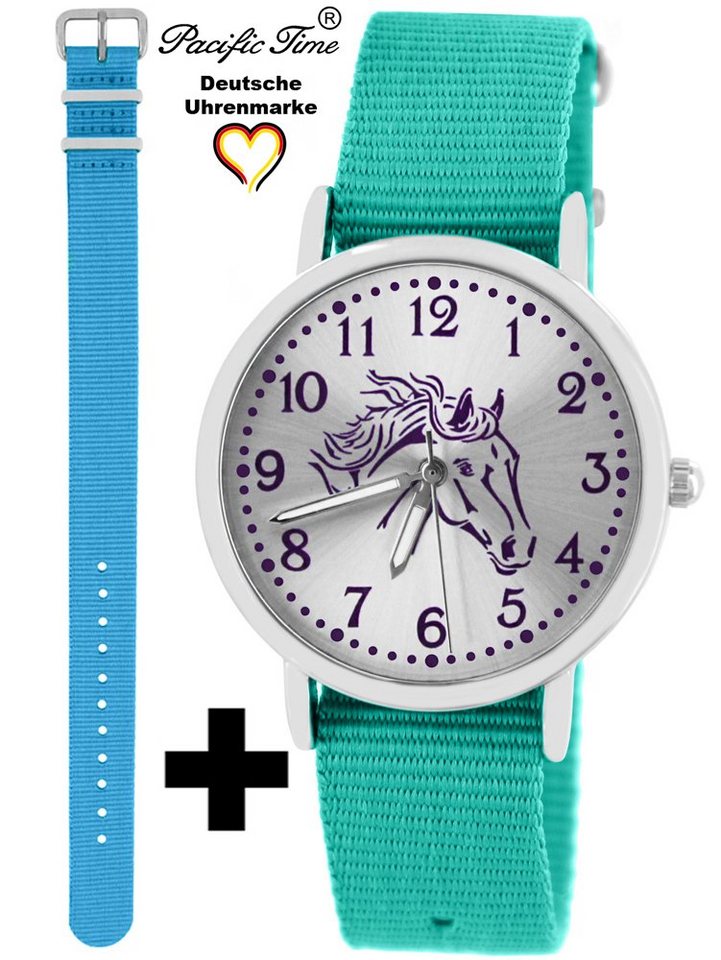 Pacific Time Quarzuhr Set Kinder Armbanduhr Pferd violett Wechselarmband, Mix und Match Design - Gratis Versand von Pacific Time