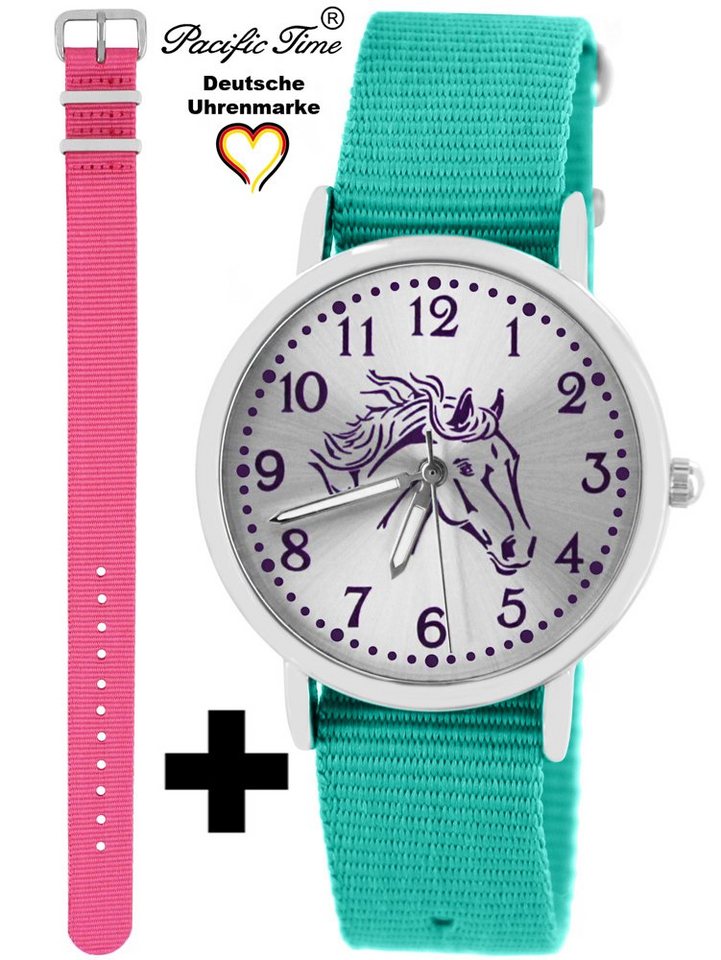 Pacific Time Quarzuhr Set Kinder Armbanduhr Pferd violett Wechselarmband, Mix und Match Design - Gratis Versand von Pacific Time