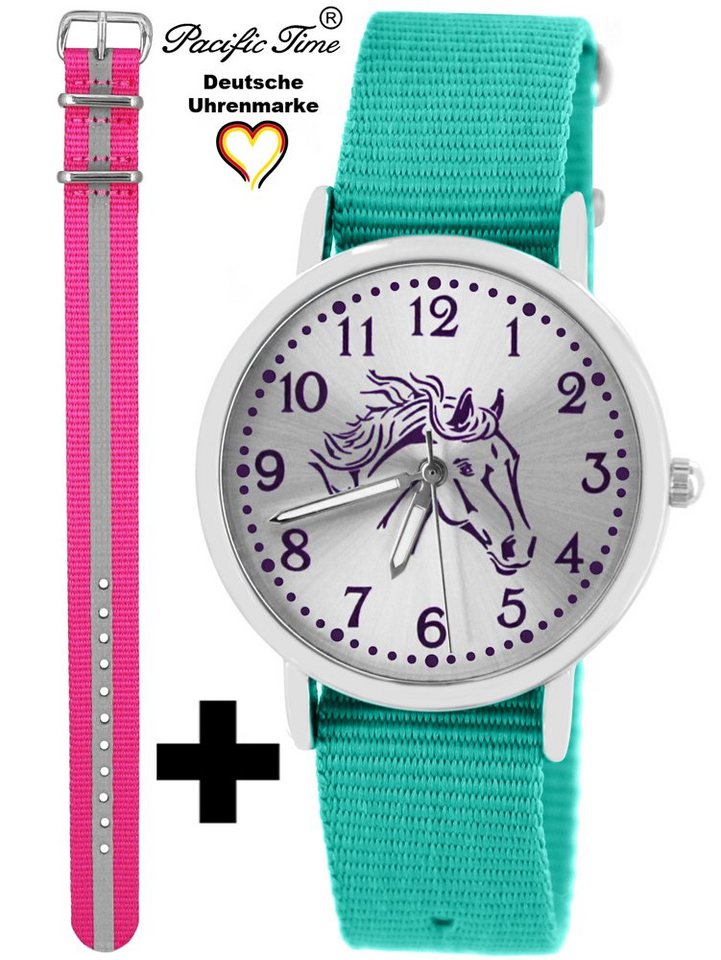 Pacific Time Quarzuhr Set Kinder Armbanduhr Pferd violett Wechselarmband, Mix und Match Design - Gratis Versand von Pacific Time