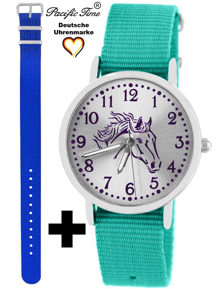 Pacific Time Quarzuhr Set Kinder Armbanduhr Pferd violett Wechselarmband, Mix und Match Design - Gratis Versand von Pacific Time