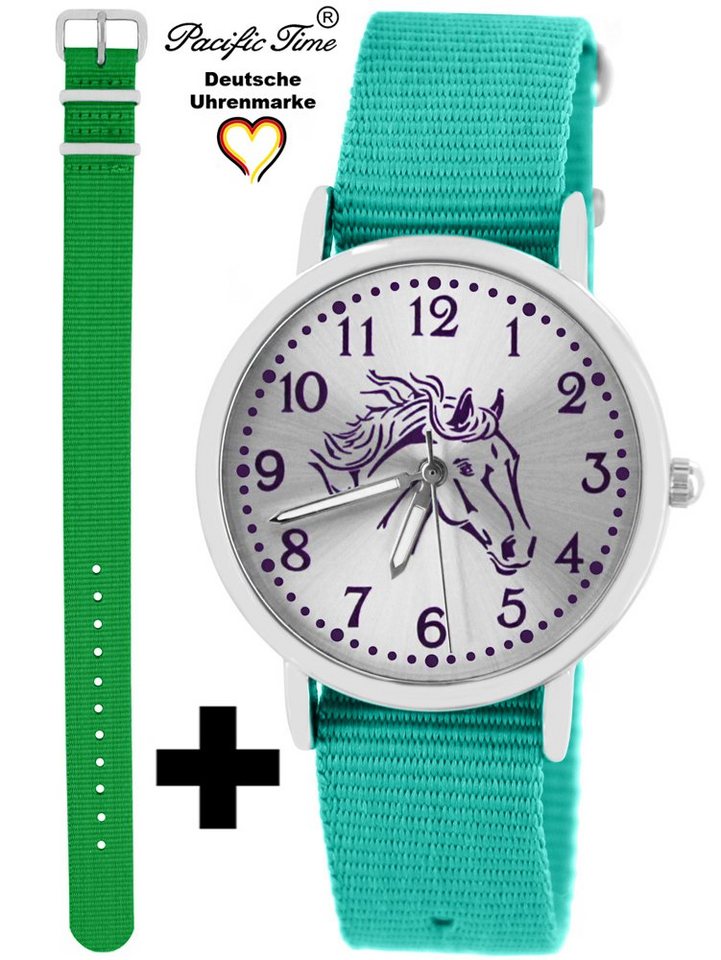Pacific Time Quarzuhr Set Kinder Armbanduhr Pferd violett Wechselarmband, Mix und Match Design - Gratis Versand von Pacific Time
