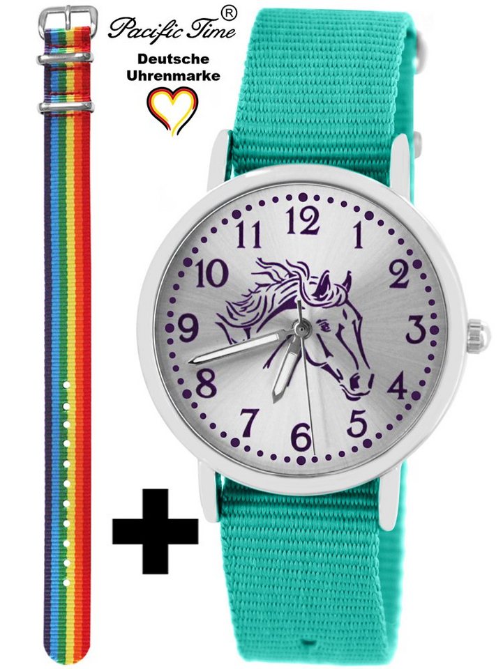 Pacific Time Quarzuhr Set Kinder Armbanduhr Pferd violett Wechselarmband, Mix und Match Design - Gratis Versand von Pacific Time