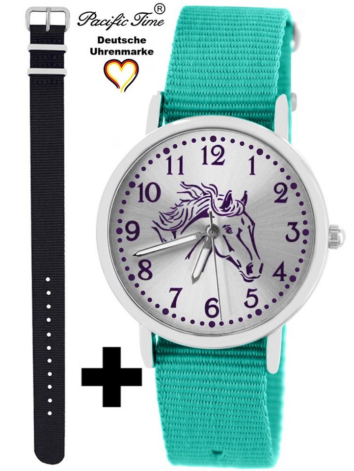 Pacific Time Quarzuhr Set Kinder Armbanduhr Pferd violett Wechselarmband, Mix und Match Design - Gratis Versand von Pacific Time