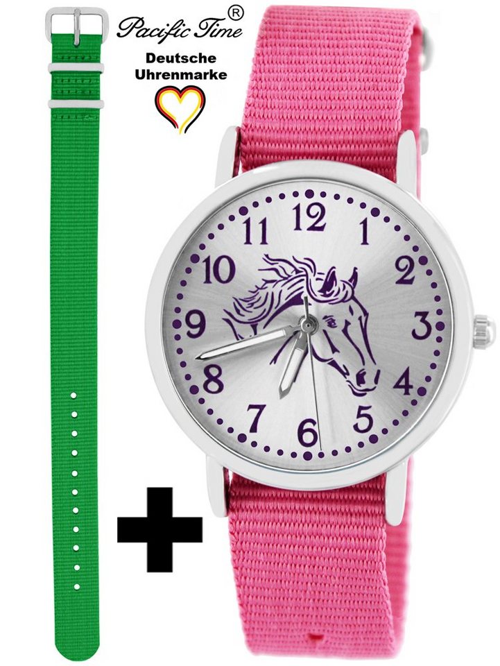 Pacific Time Quarzuhr Set Kinder Armbanduhr Pferd violett Wechselarmband, Mix und Match Design - Gratis Versand von Pacific Time