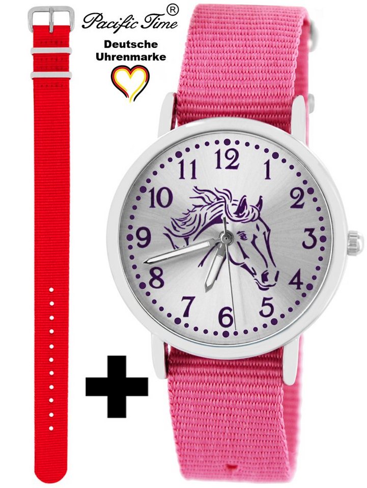 Pacific Time Quarzuhr Set Kinder Armbanduhr Pferd violett Wechselarmband, Mix und Match Design - Gratis Versand von Pacific Time