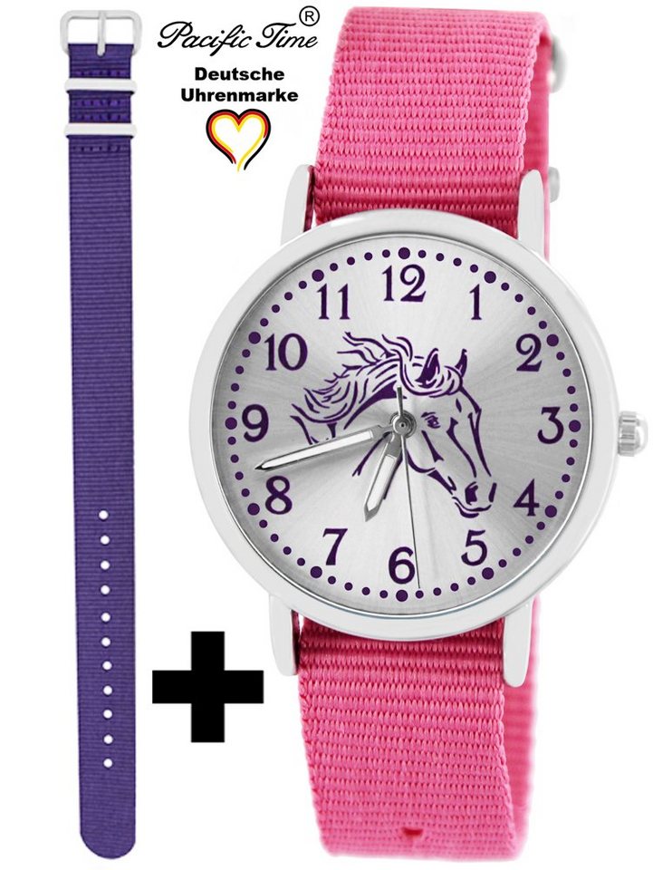 Pacific Time Quarzuhr Set Kinder Armbanduhr Pferd violett Wechselarmband, Mix und Match Design - Gratis Versand von Pacific Time