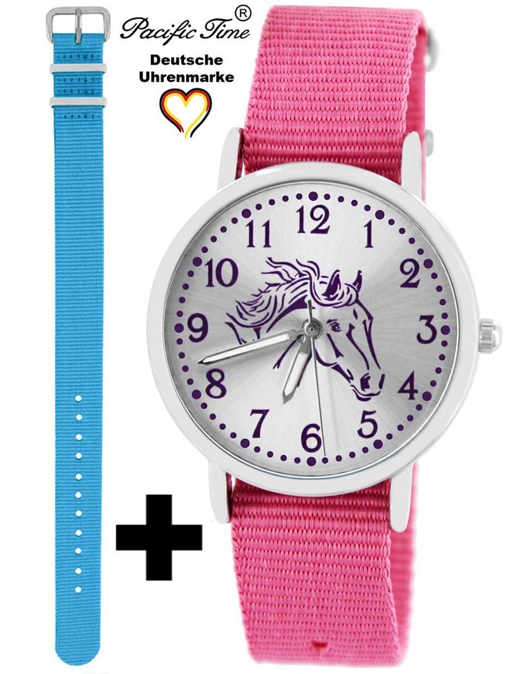 Pacific Time Quarzuhr Set Kinder Armbanduhr Pferd violett Wechselarmband, Mix und Match Design - Gratis Versand von Pacific Time